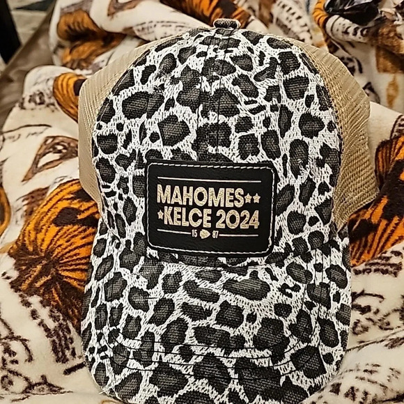 Nwot Distressed *Mahomes Kelce 2024* ponytail adjustable Hat - Picture 1 of 2